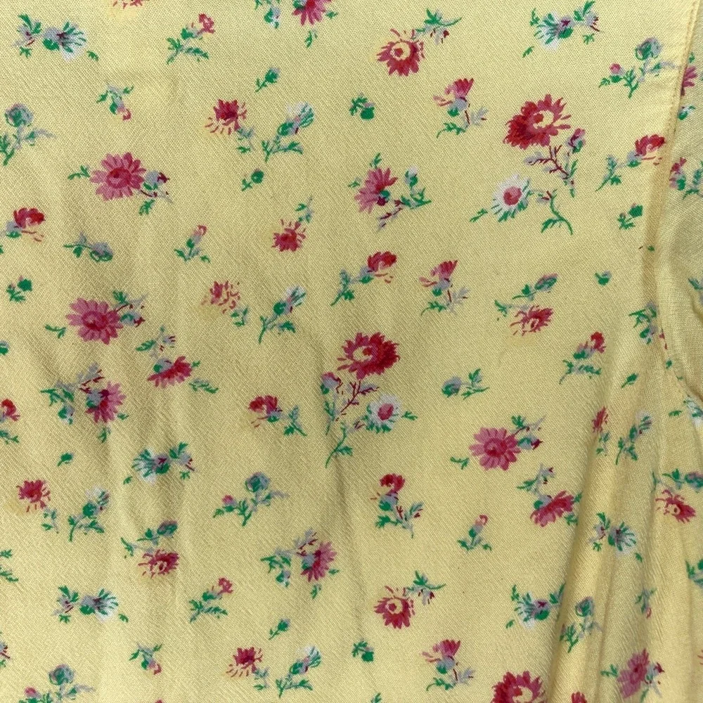 Gap Romper Girls M Yellow Floral Flutter Sleeve Button Up Pockets Elastic Waist